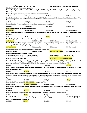 Đề thi học kỳ 1 môn Hóa học Khối 12 - Năm học 2016-2017